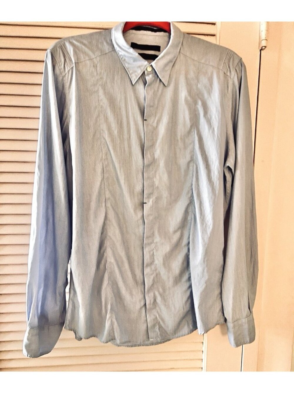 Kenneth Cole NY Women's Size L Shirt Long Sleeve Blue Stripe 100% Cotton ITALY